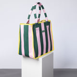 Carry All Bag - bold stripes green/rosé - VIVI MARI