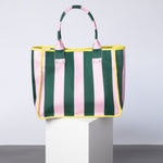 Carry All Bag - bold stripes green/rosé - VIVI MARI