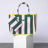 Carry All Bag - bold stripes green/rosé - VIVI MARI