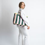 Carry All Bag - bold stripes green/rosé - VIVI MARI