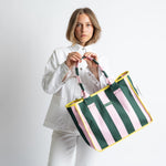 Carry All Bag - bold stripes green/rosé - VIVI MARI