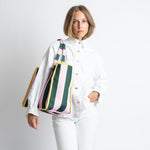 Carry All Bag - bold stripes green/rosé - VIVI MARI