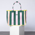 Carry All Bag - bold stripes green/rosé - VIVI MARI