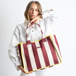 Carry All Bag - bold stripes wine red/sand - VIVI MARI