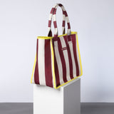 Carry All Bag - bold stripes wine red/sand - VIVI MARI