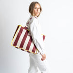 Carry All Bag - bold stripes wine red/sand - VIVI MARI