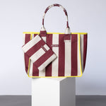 Carry All Bag - bold stripes wine red/sand - VIVI MARI