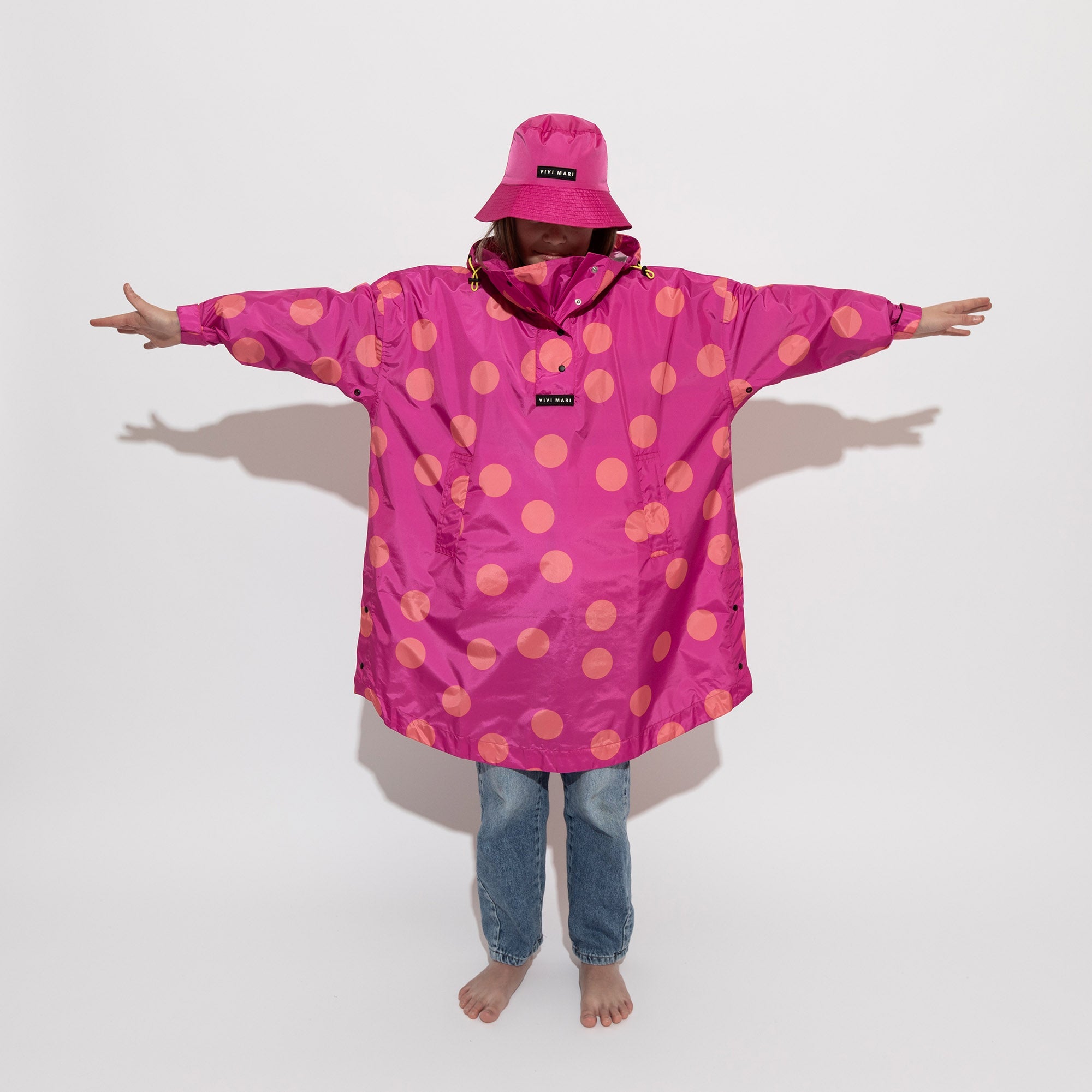 Kids Raincoat dots magenta/peach - VIVI MARI