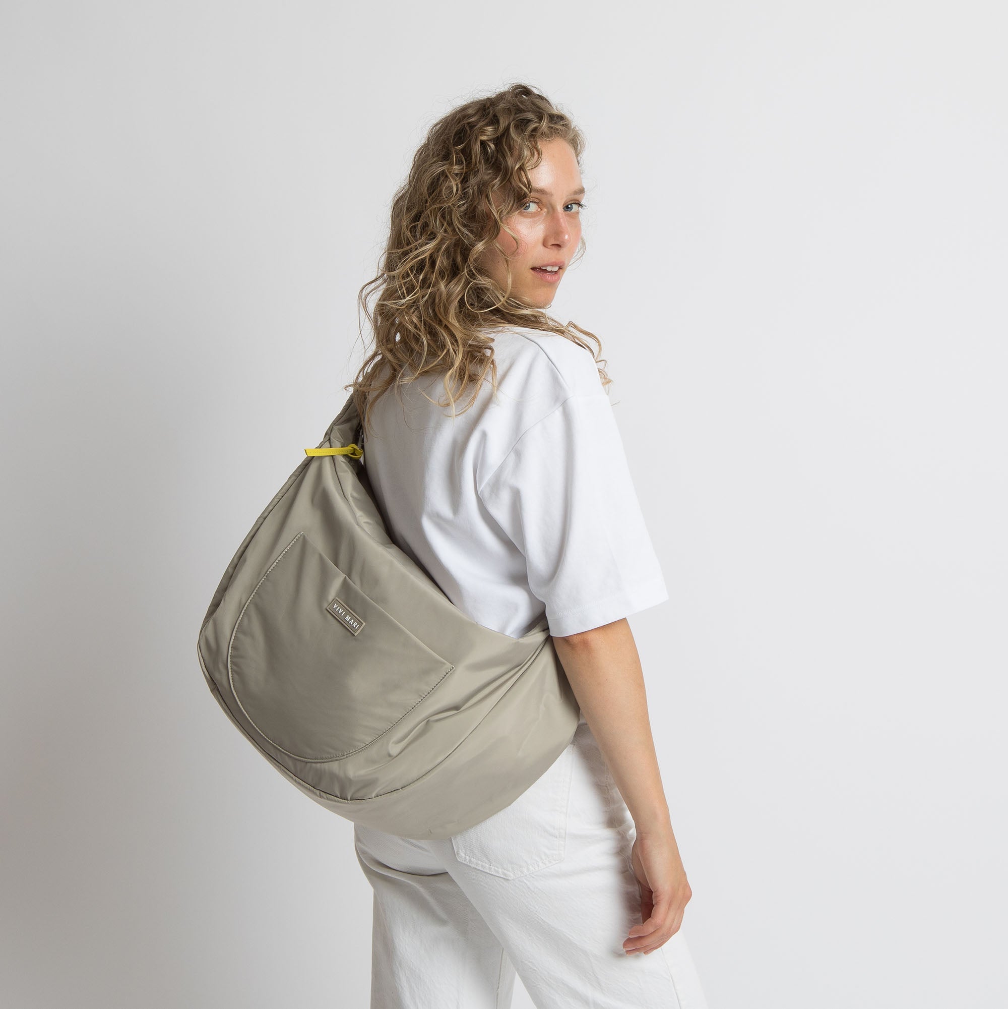 Padded Hip Bag oversized - stone - VIVI MARI