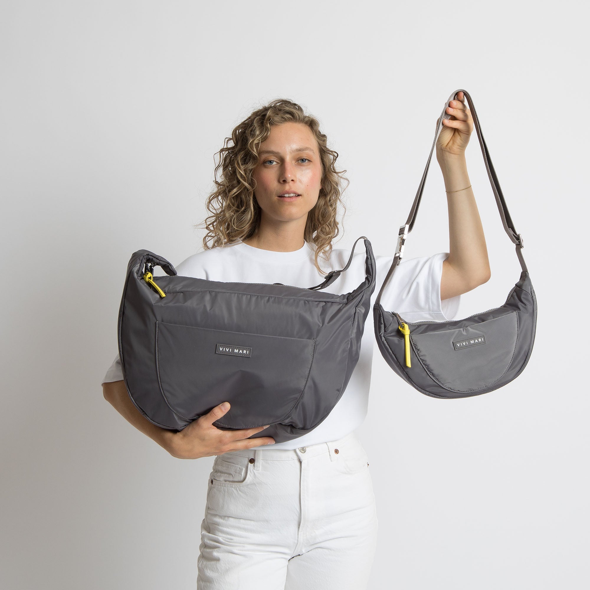 Padded Hip Bag oversized - taupe - VIVI MARI