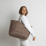 padded tote bag large + strap basic woven slim - dark mushroom - VIVI MARI