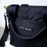 padded tote bag large + strap basic woven slim - navy - VIVI MARI