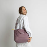 padded tote bag medium + strap basic woven slim - ash plum - VIVI MARI