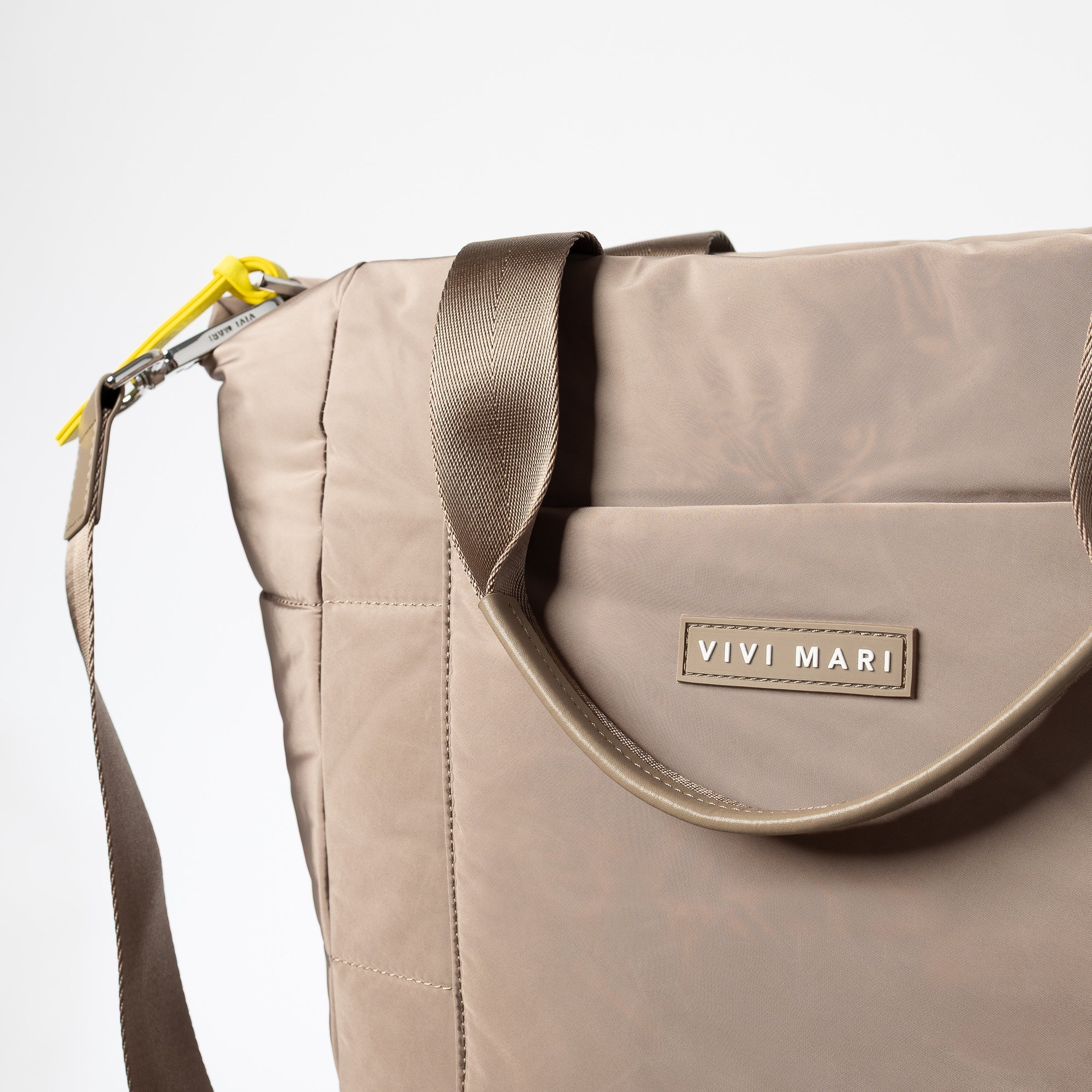 padded tote bag medium + strap basic woven slim - dark mushroom - VIVI MARI