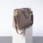 padded tote bag medium + strap basic woven slim - dark mushroom - VIVI MARI