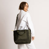 padded tote bag medium + strap basic woven slim - olive - VIVI MARI