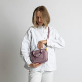 padded tote bag mini + strap basic woven slim - ash plum - VIVI MARI