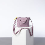 padded tote bag mini + strap basic woven slim - ash plum - VIVI MARI