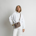 padded tote bag mini + strap basic woven slim - dark mushroom - VIVI MARI