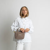 padded tote bag mini + strap basic woven slim - dark mushroom - VIVI MARI