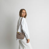 padded tote bag mini + strap basic woven slim - dark mushroom - VIVI MARI