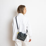 padded tote bag mini + strap basic woven slim - leo splashes navy/olive - VIVI MARI