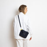 padded tote bag mini + strap basic woven slim - navy - VIVI MARI