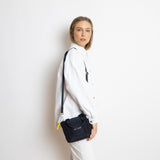 padded tote bag mini + strap basic woven slim - navy - VIVI MARI