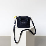 padded tote bag mini + strap basic woven slim - navy - VIVI MARI