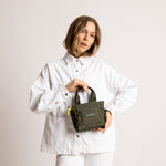 padded tote bag mini + strap basic woven slim - olive - VIVI MARI
