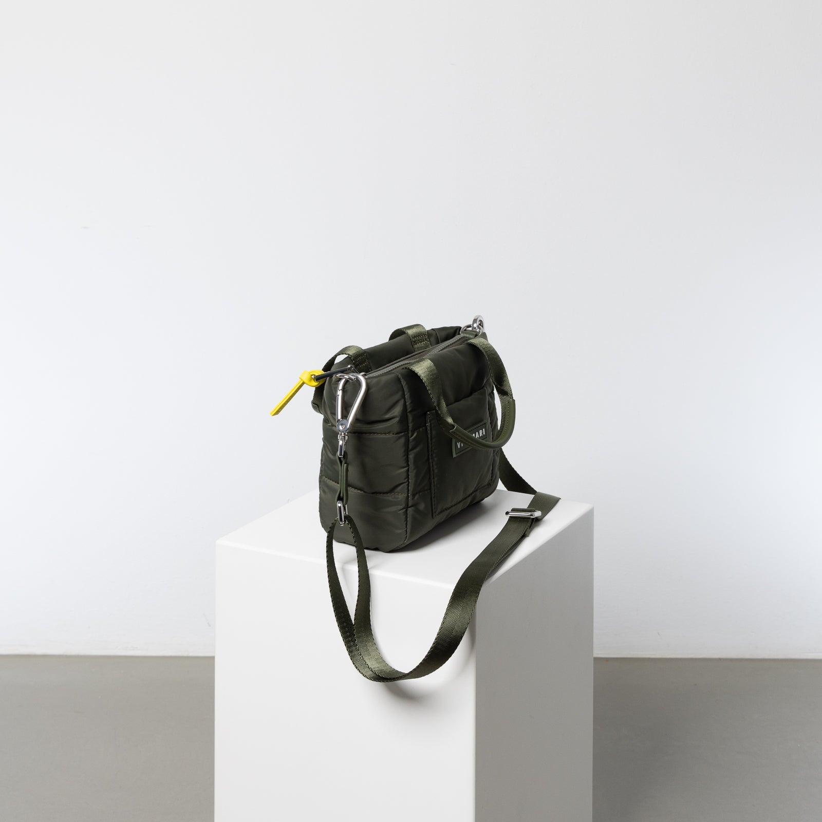 padded tote bag mini + strap basic woven slim - olive - VIVI MARI