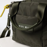 padded tote bag mini + strap basic woven slim - olive - VIVI MARI