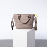 padded tote bag small + strap basic woven slim - dark mushroom - VIVI MARI