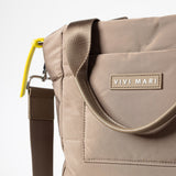 padded tote bag small + strap basic woven slim - dark mushroom - VIVI MARI