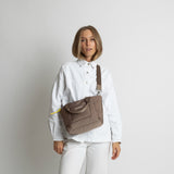 padded tote bag small + strap basic woven slim - dark mushroom - VIVI MARI