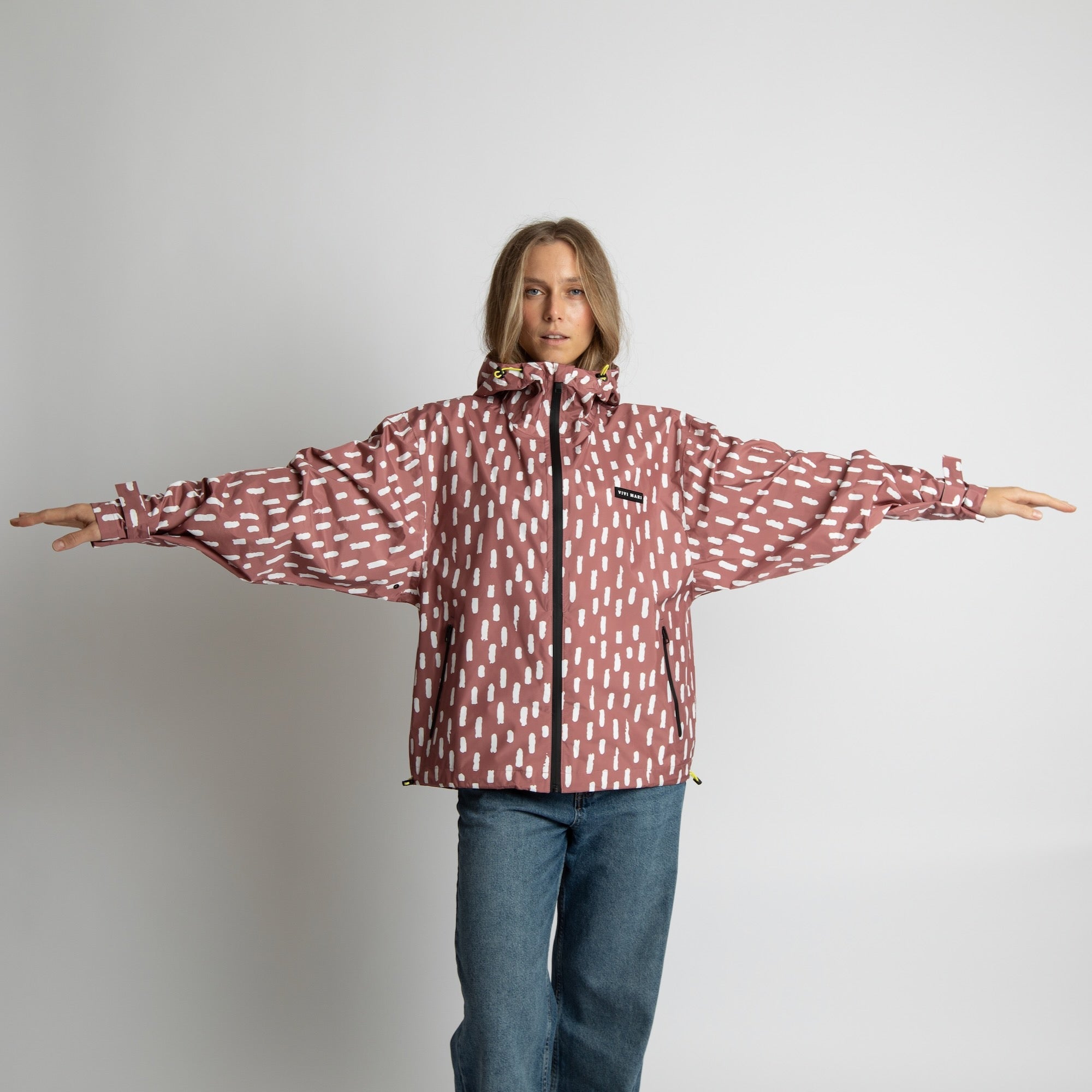 Rain Jacket drops mauve/white - VIVI MARI