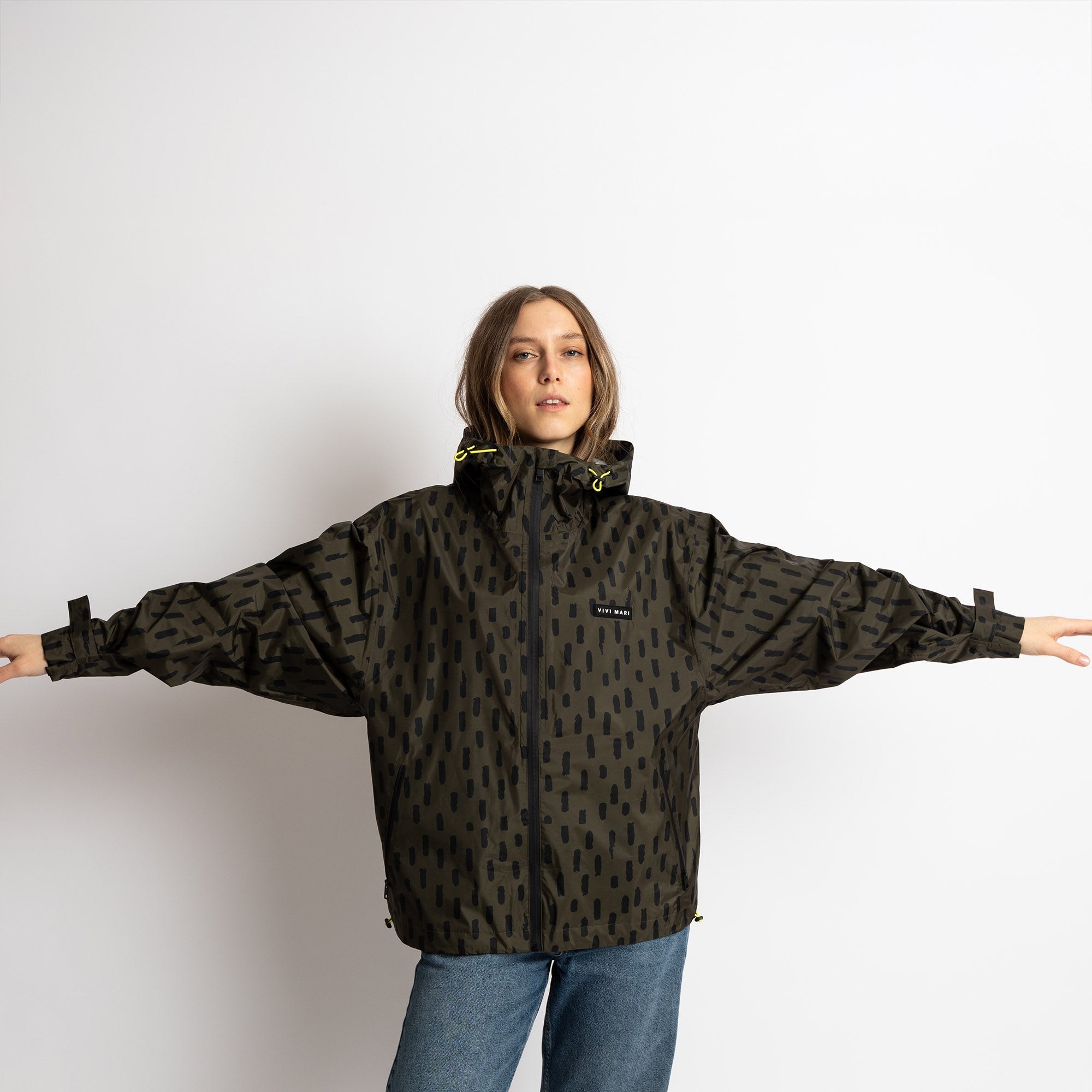 Rain Jacket drops olive/black - VIVI MARI