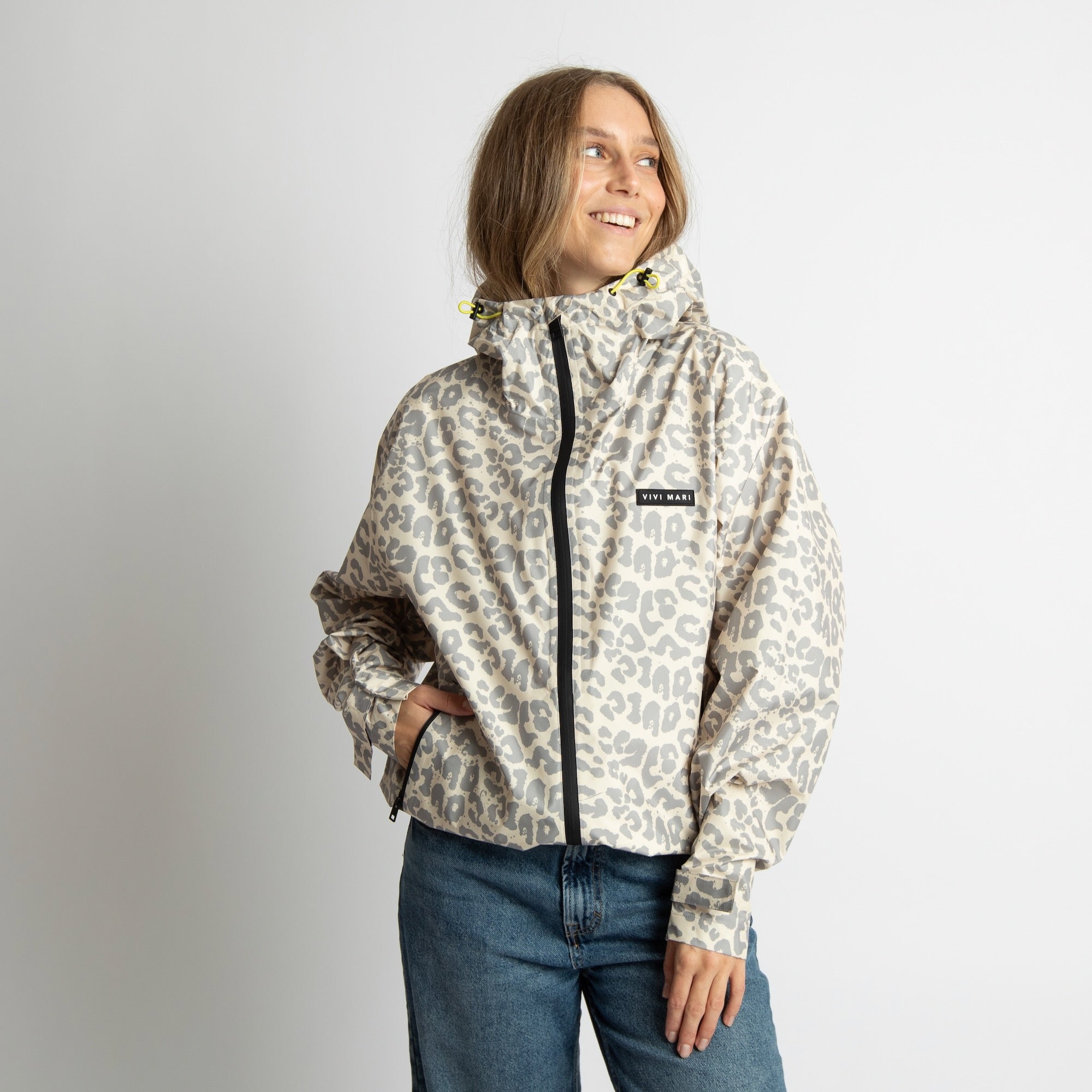Rain Jacket leo splashes grey/sand - VIVI MARI