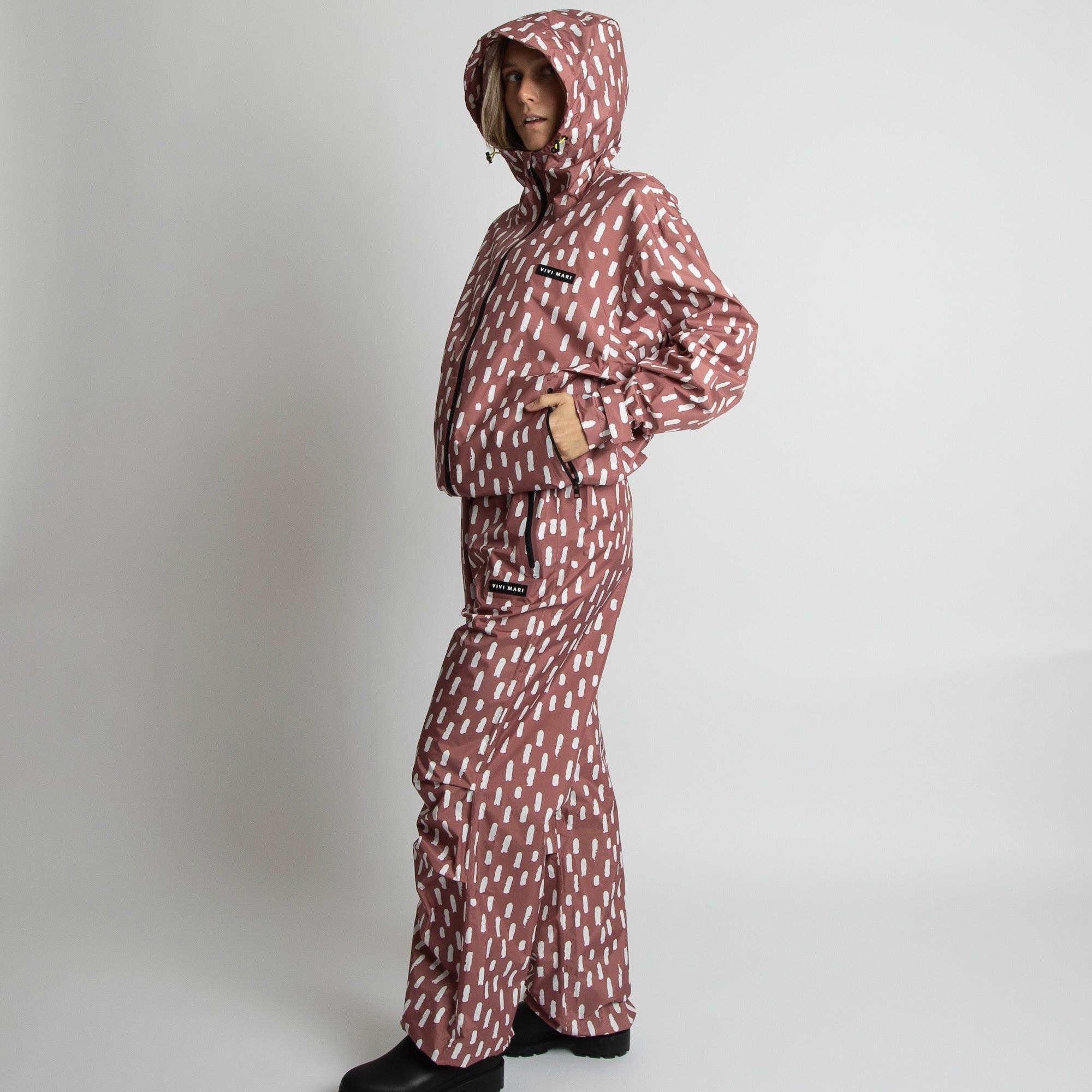 Rain Pants drops mauve/white - VIVI MARI