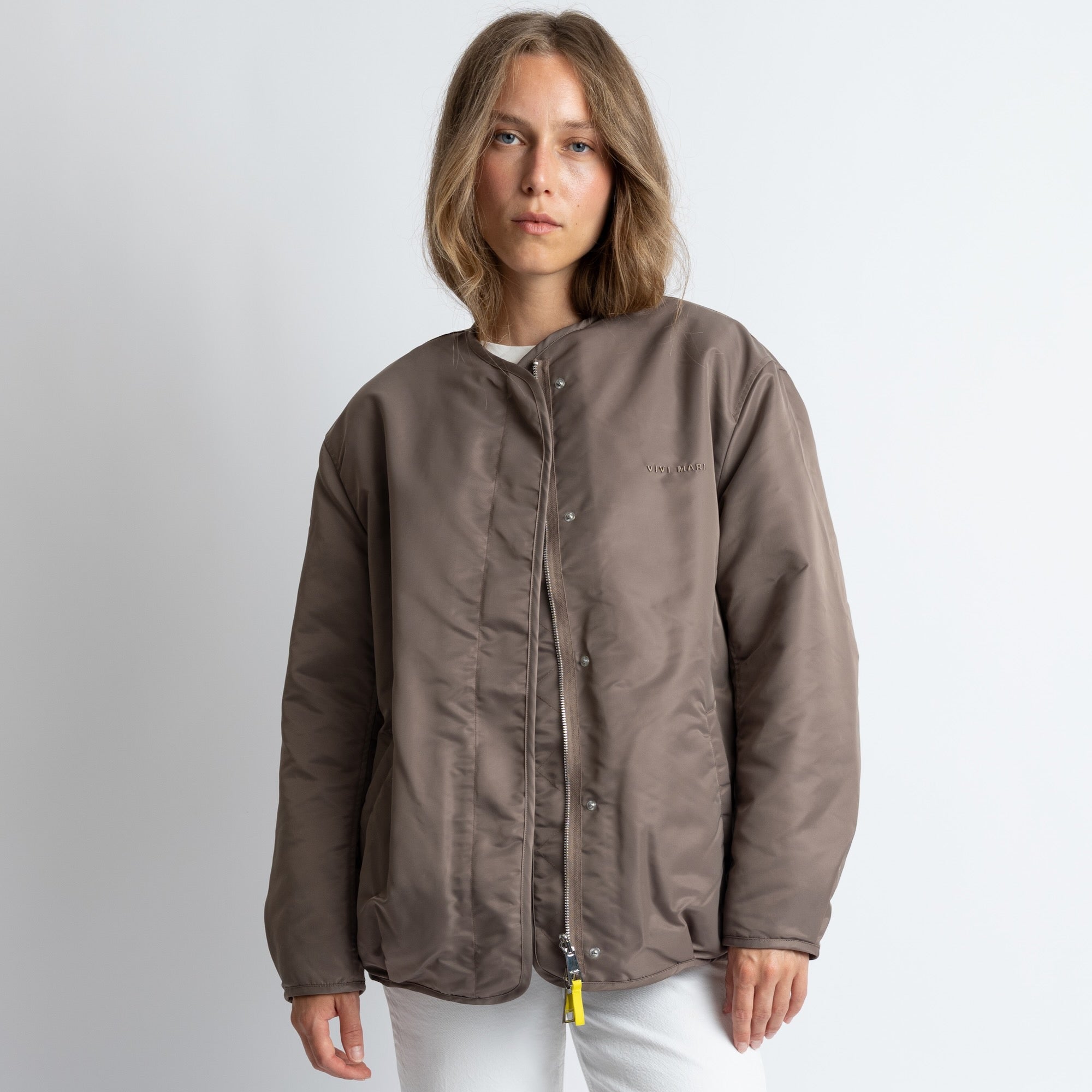 Reversible Bomber Jacket - dark mushroom/mushroom - VIVI MARI