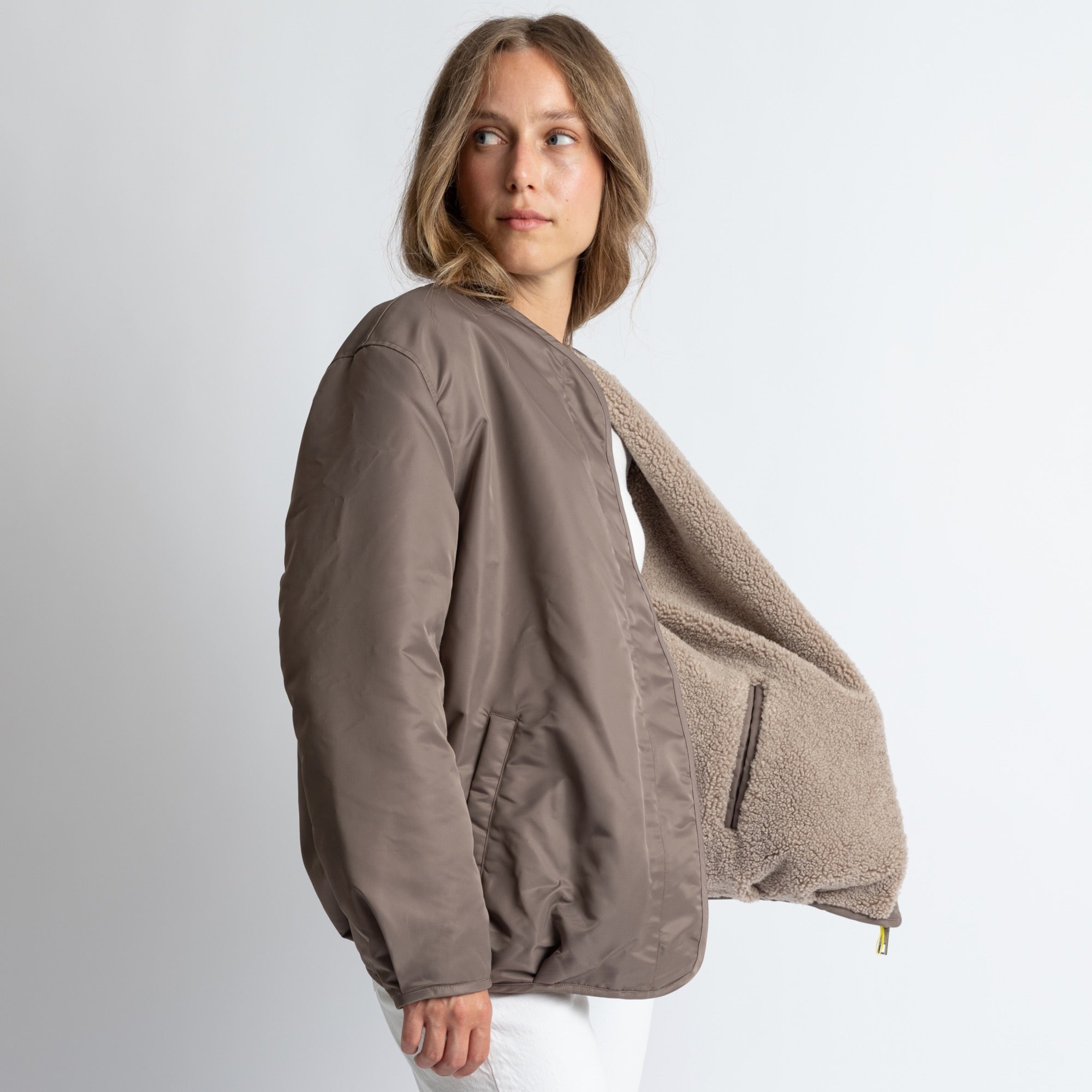Reversible Bomber Jacket - dark mushroom/mushroom - VIVI MARI