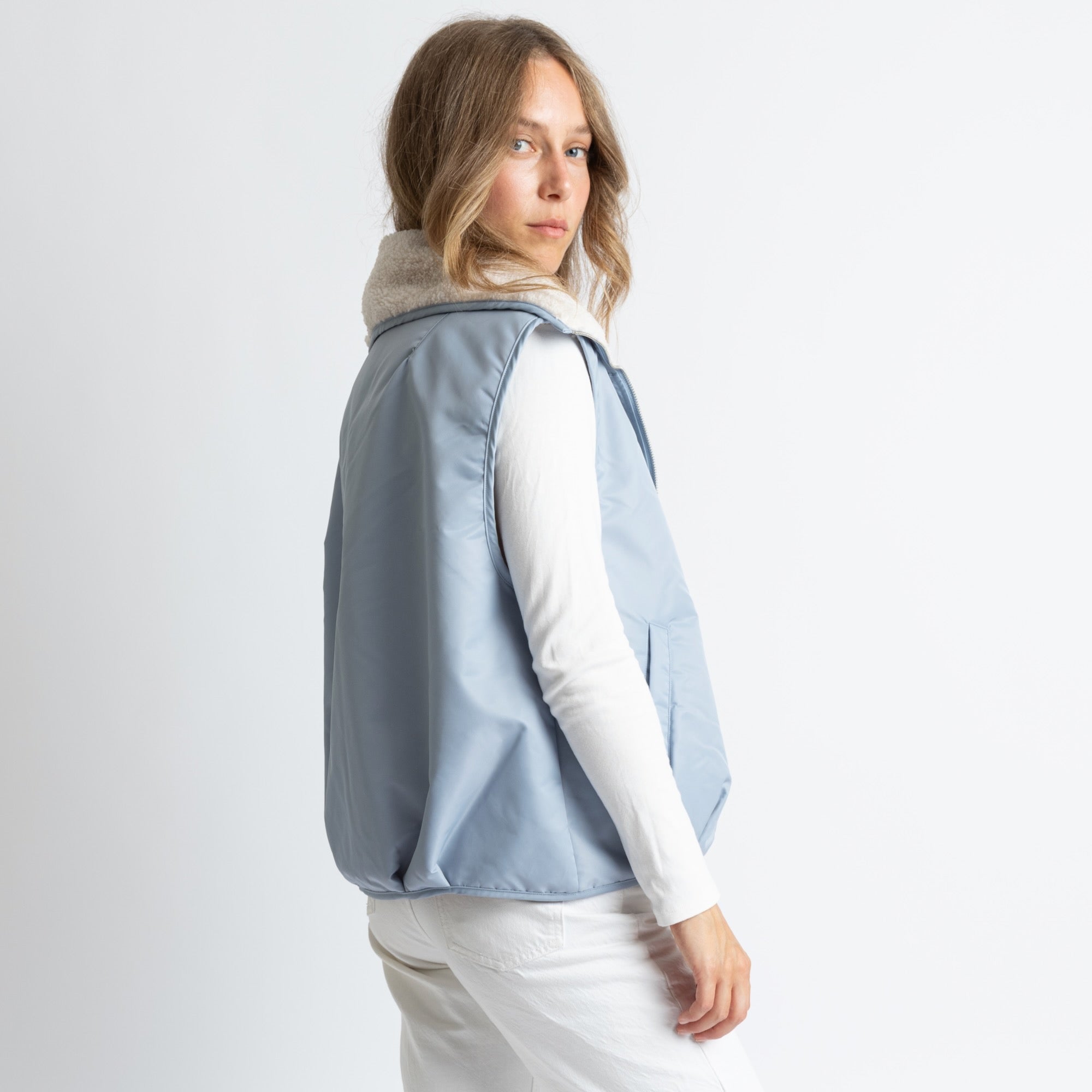 Reversible Bomber Vest - ash blue/sand - VIVI MARI