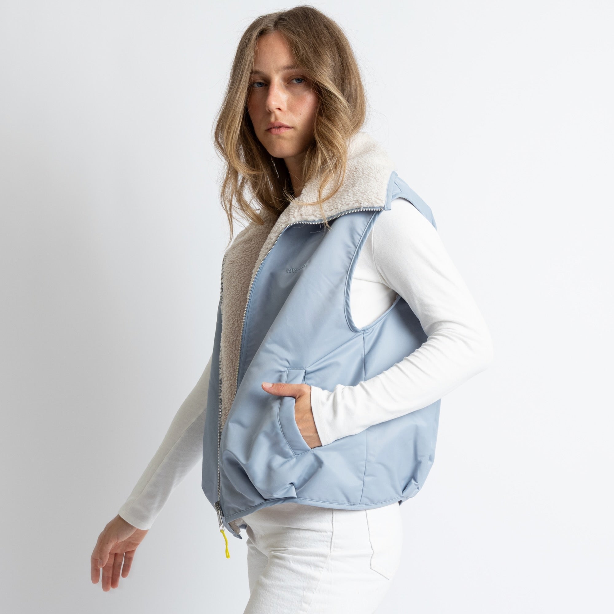 Reversible Bomber Vest - ash blue/sand - VIVI MARI
