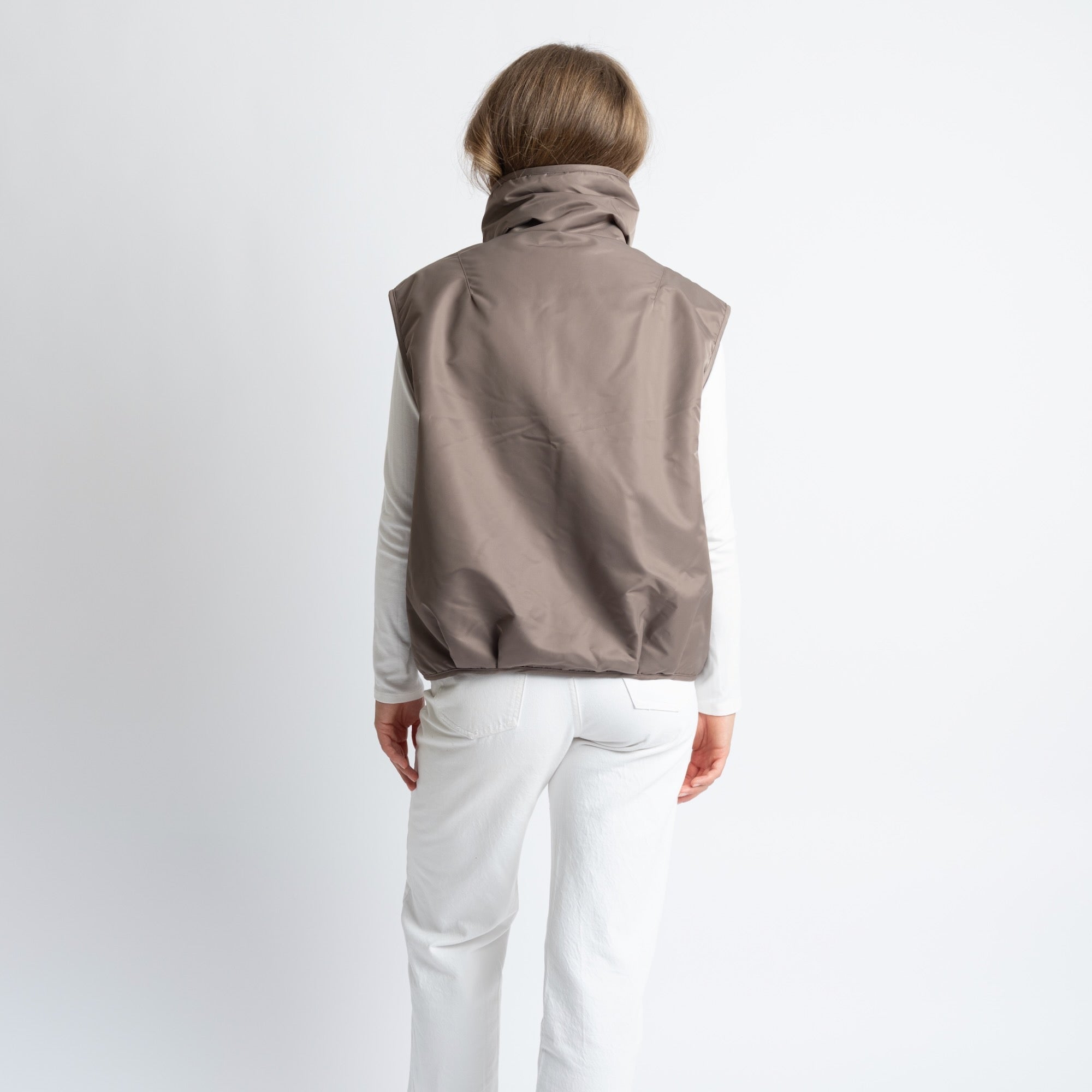 Reversible Bomber Vest - dark mushroom/mushroom - VIVI MARI