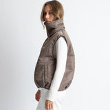 Reversible Bomber Vest - dark mushroom/mushroom - VIVI MARI