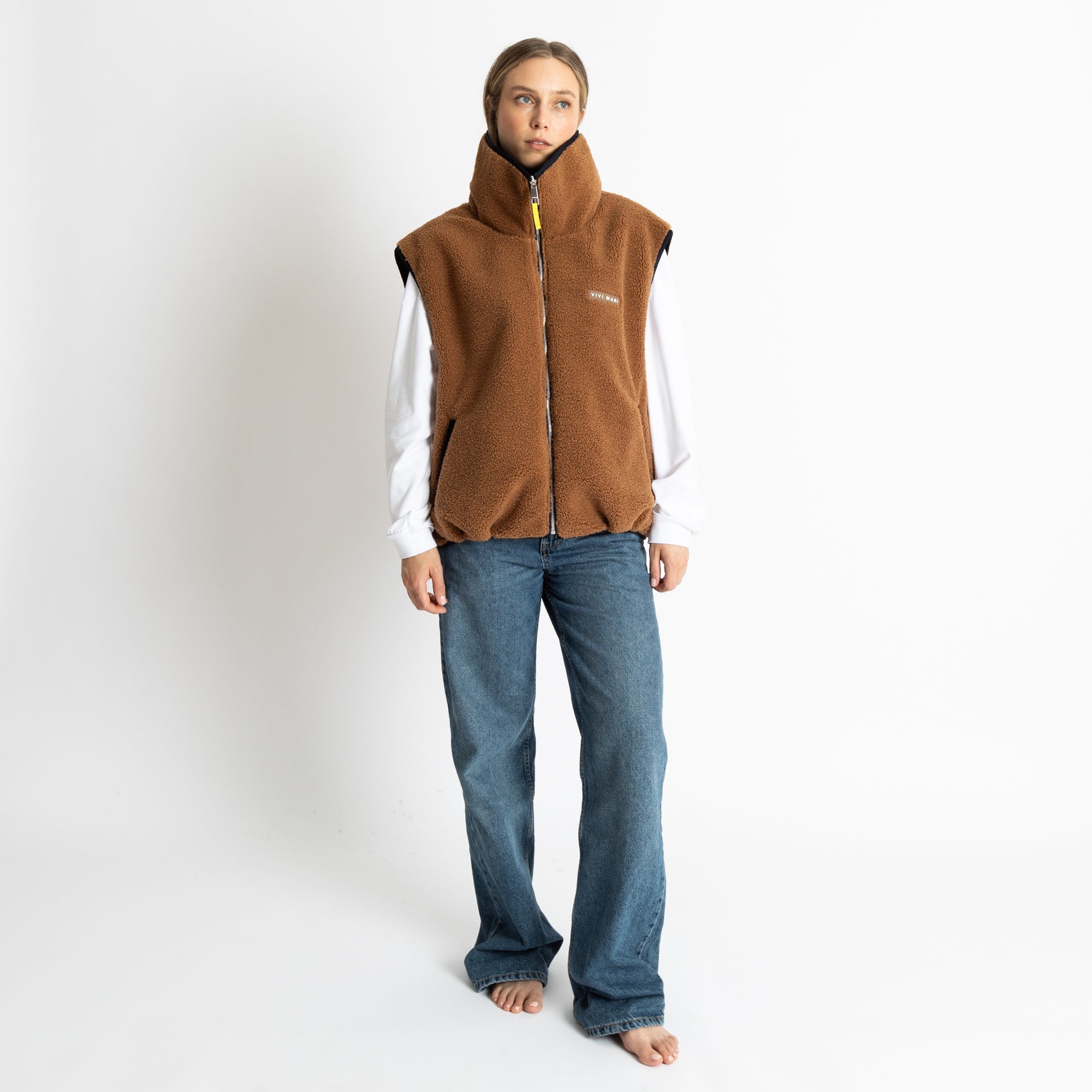 Reversible Bomber Vest - navy/caramel - VIVI MARI