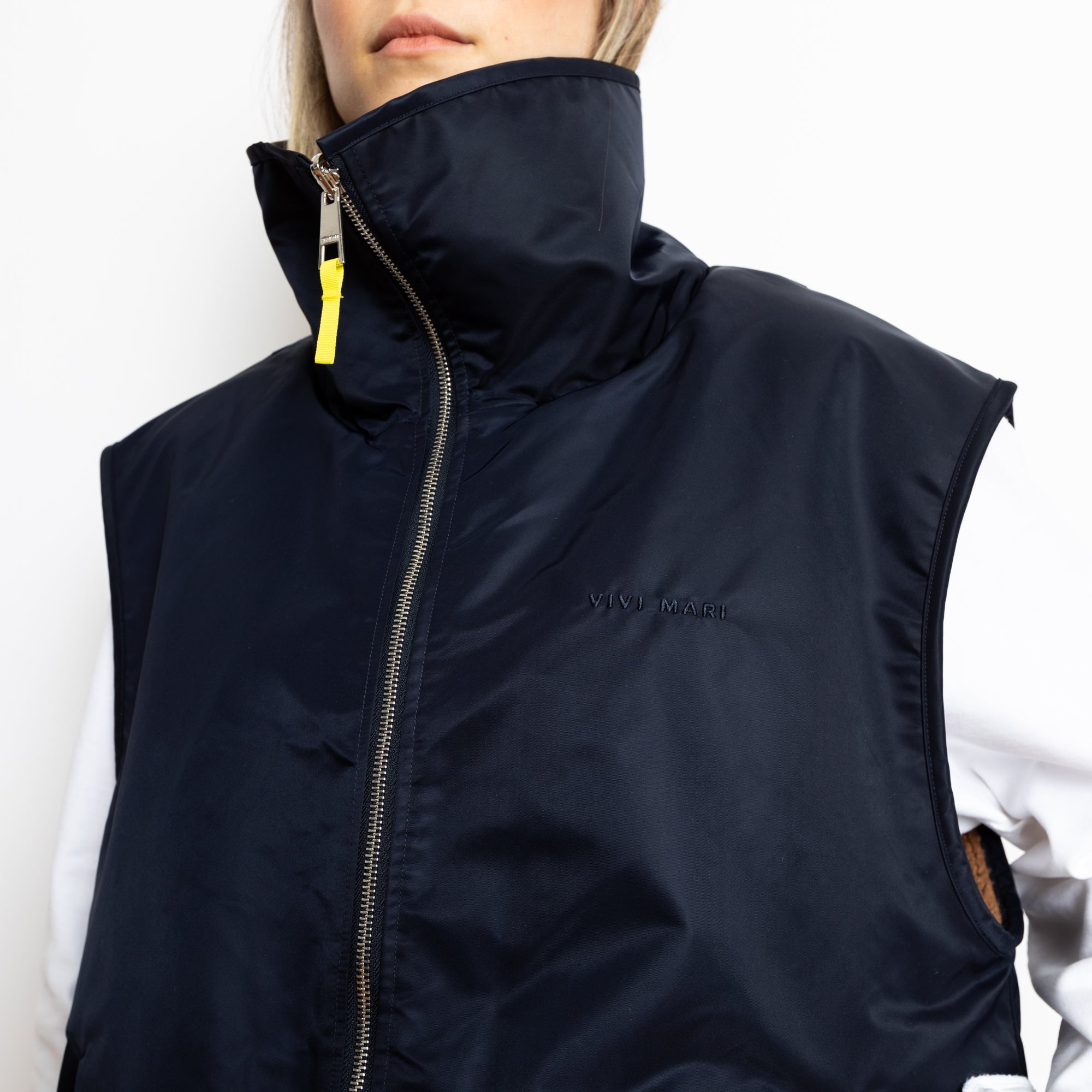 Reversible Bomber Vest - navy/caramel - VIVI MARI