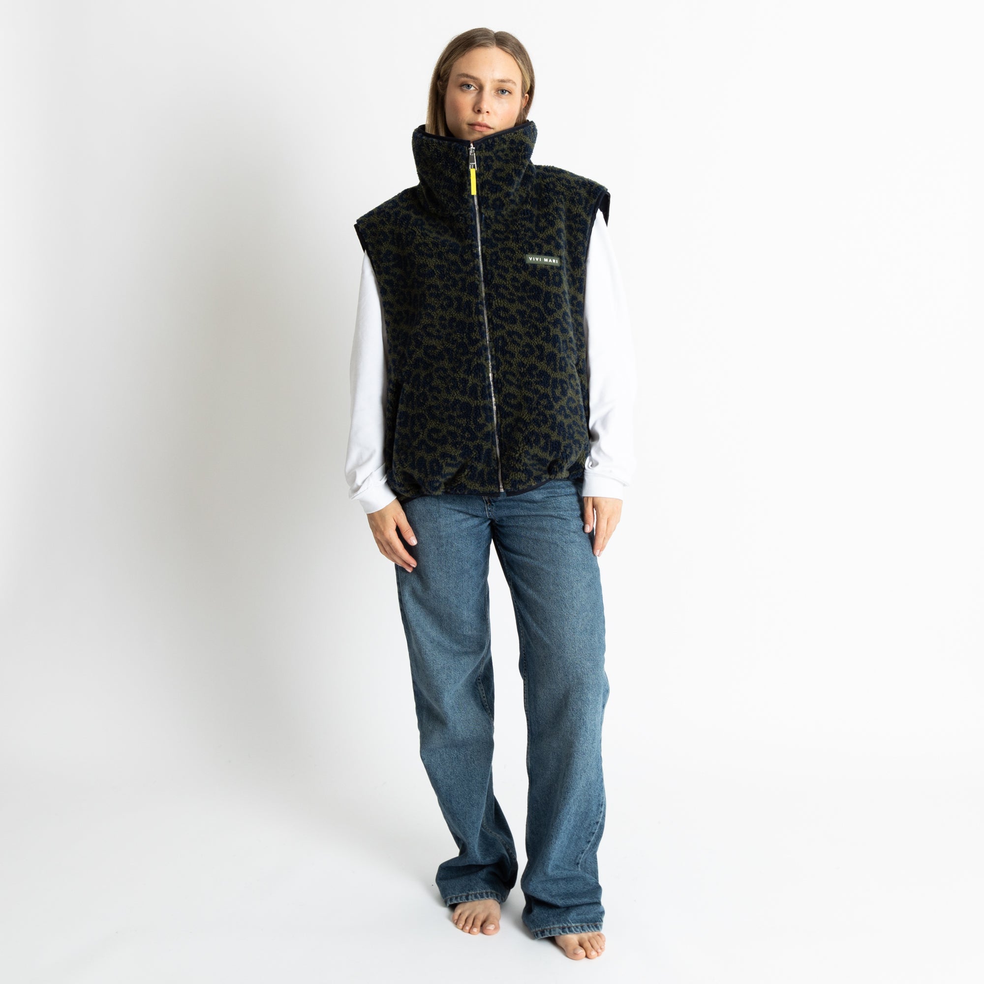 Reversible Bomber Vest - navy/leo navy - olive - VIVI MARI