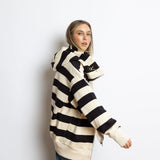 Sweat Jacket hoodie - bold stripes black/sand - VIVI MARI