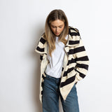 Sweat Jacket hoodie - bold stripes black/sand - VIVI MARI